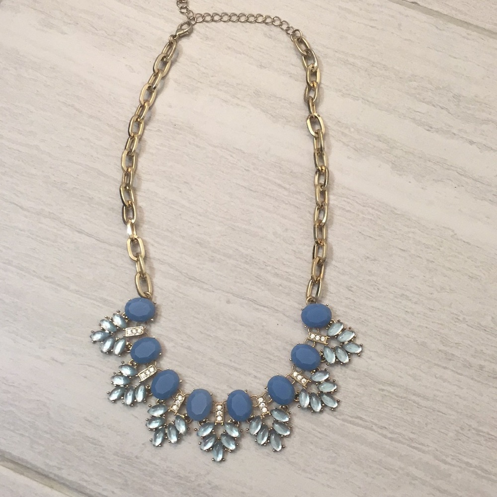 Blue crystal and gold Francescas necklace